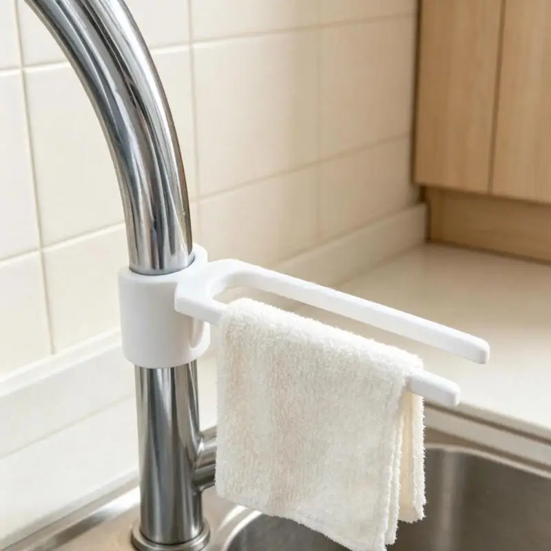 Hot Faucet Towel Rack Sink Cloth Hanger No Drill Universal Faucet Mount Holder For Kitchen Counter Storage Drying Organizer
