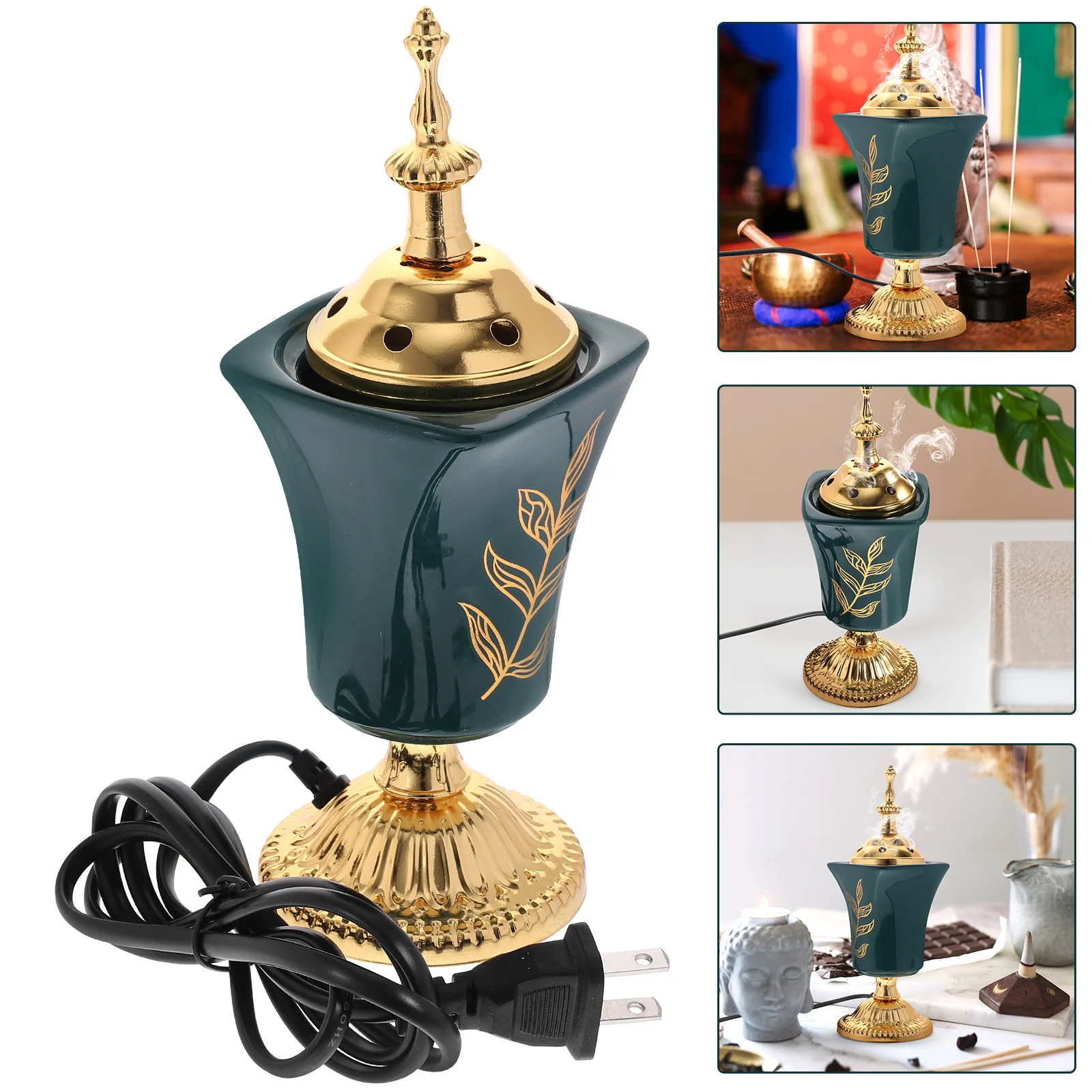 

Electric Incense Burner Metal Censer Holder Home Office Yoga Room Decoration Us Plug Electric Incense Burner Censer
