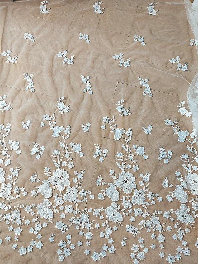 

DIY Tulle Fabric Trim Wedding Dress Accessories Bridal Veil Embroidered Appliqued Sequined Flower Wedding Headpiece Decorative