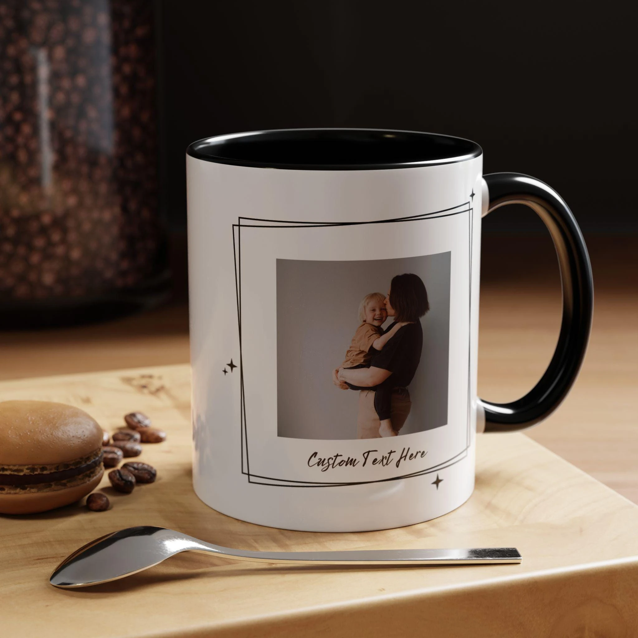 Personalised Your Photo Hand-Drawn Photo Frame Accent Coffee Mug  Custom Name, Personali