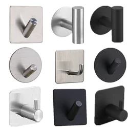 Aluminum Alloy Black Robe Hook Wall Hook Towel Hook For Bathroom Coat Self Adhesive Rustproof Hook Hanger For Kitchen Hardware