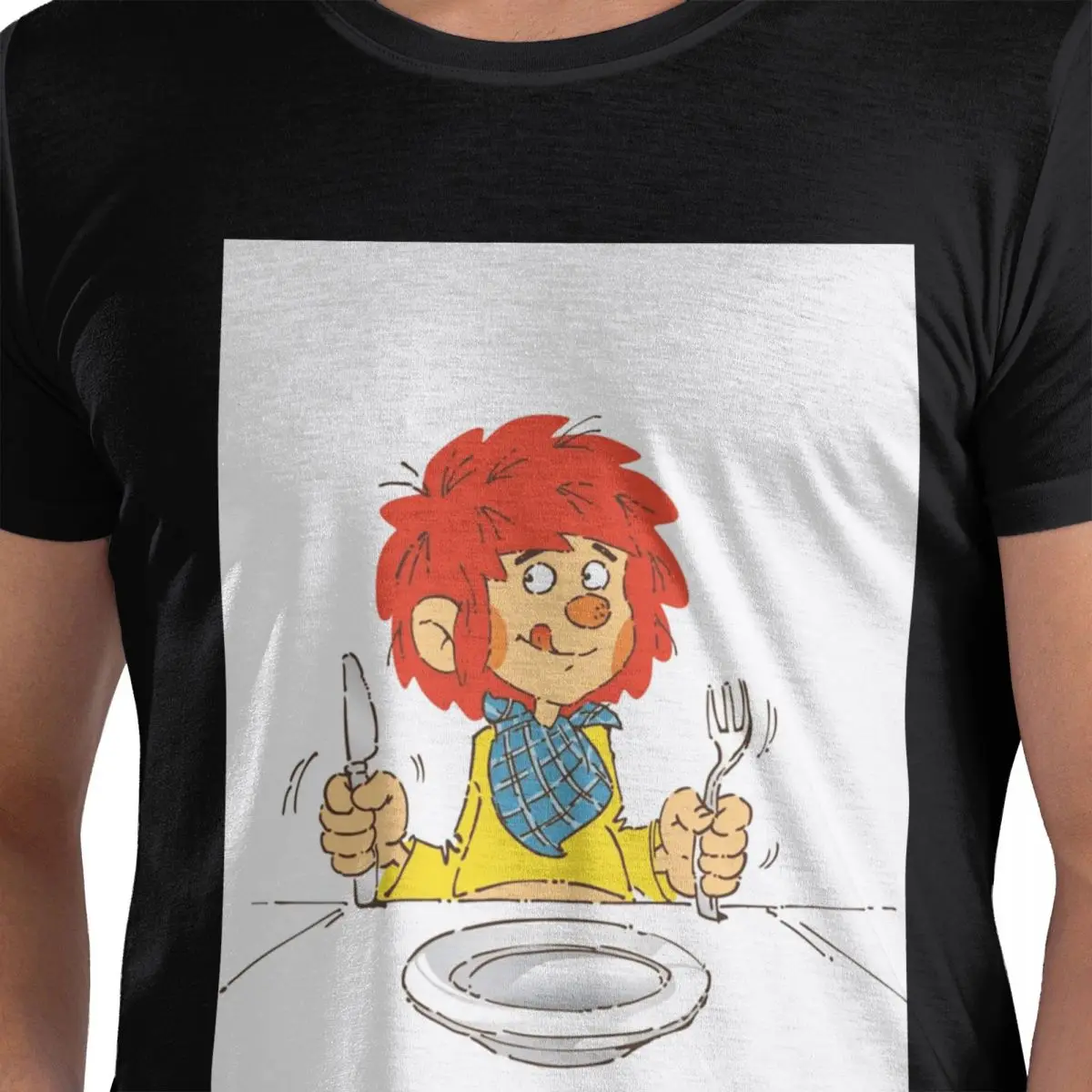 

Футболка Pumuckl Meal Time из 100% хлопка, мужские футболки большого размера, мужские футболки с круглым вырезом и коротким рукавом, S-6XL