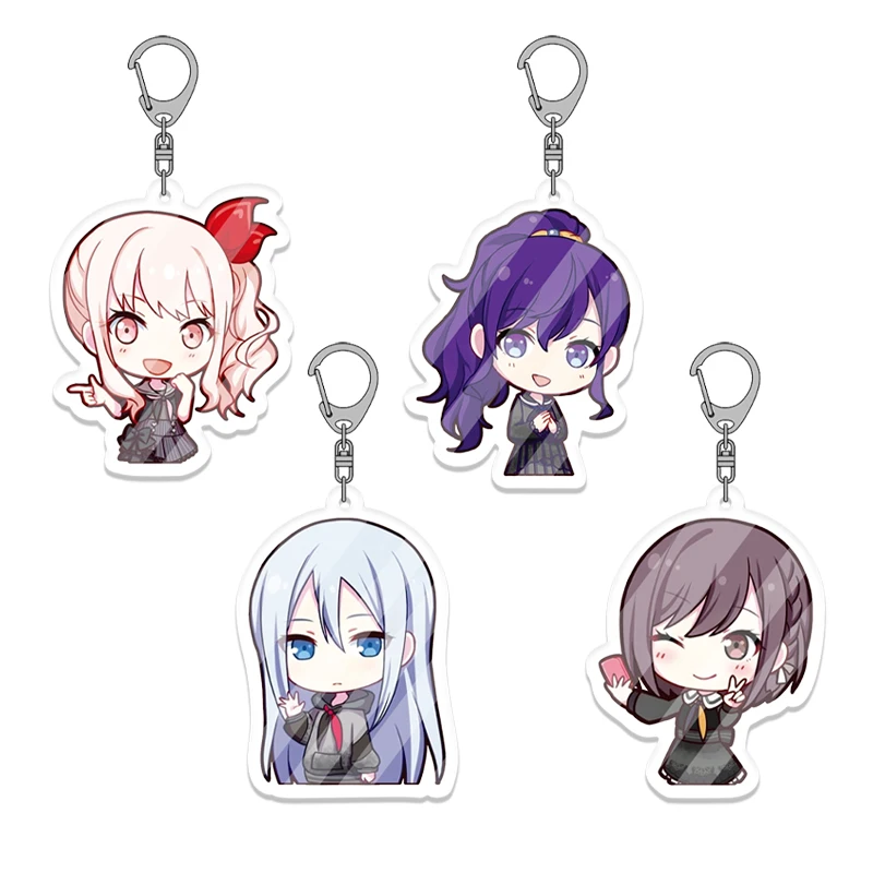 4pcs New Design 25-ji Nightcord de Akiyama Mizuki Mafuyu Kanade Ena Kawaii Acrylic Keychain Set Keyring Hanging Key Chain