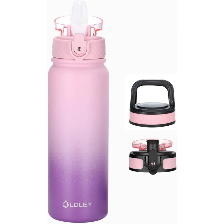

Water Bottles 20 oz Insulated Water Bottle with Straw 3 LidsVacuum Stainl Steel Water Bottles Leak Sweat Proof Sport Water Bott