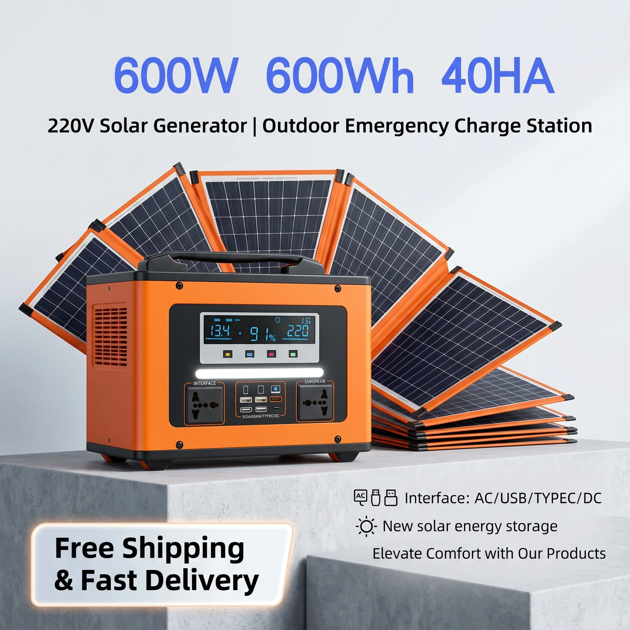 

Портативная электростанция 600 Вт 600 Вт·ч, 220 В, чистая синусоидальная волна, солнечный генератор, мобильный аккумулятор для кемпинга, автодомов и экстренных ситуаций