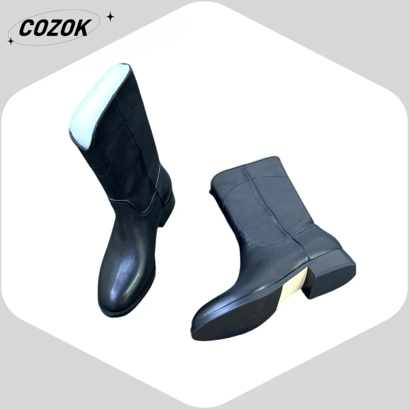 

Новинка 25 года, усовершенствованные износостойкие повседневные ботинки из натуральной кожи в уличном стиле, водонепроницаемые ботинки, элегантный толстый стиль AD1525