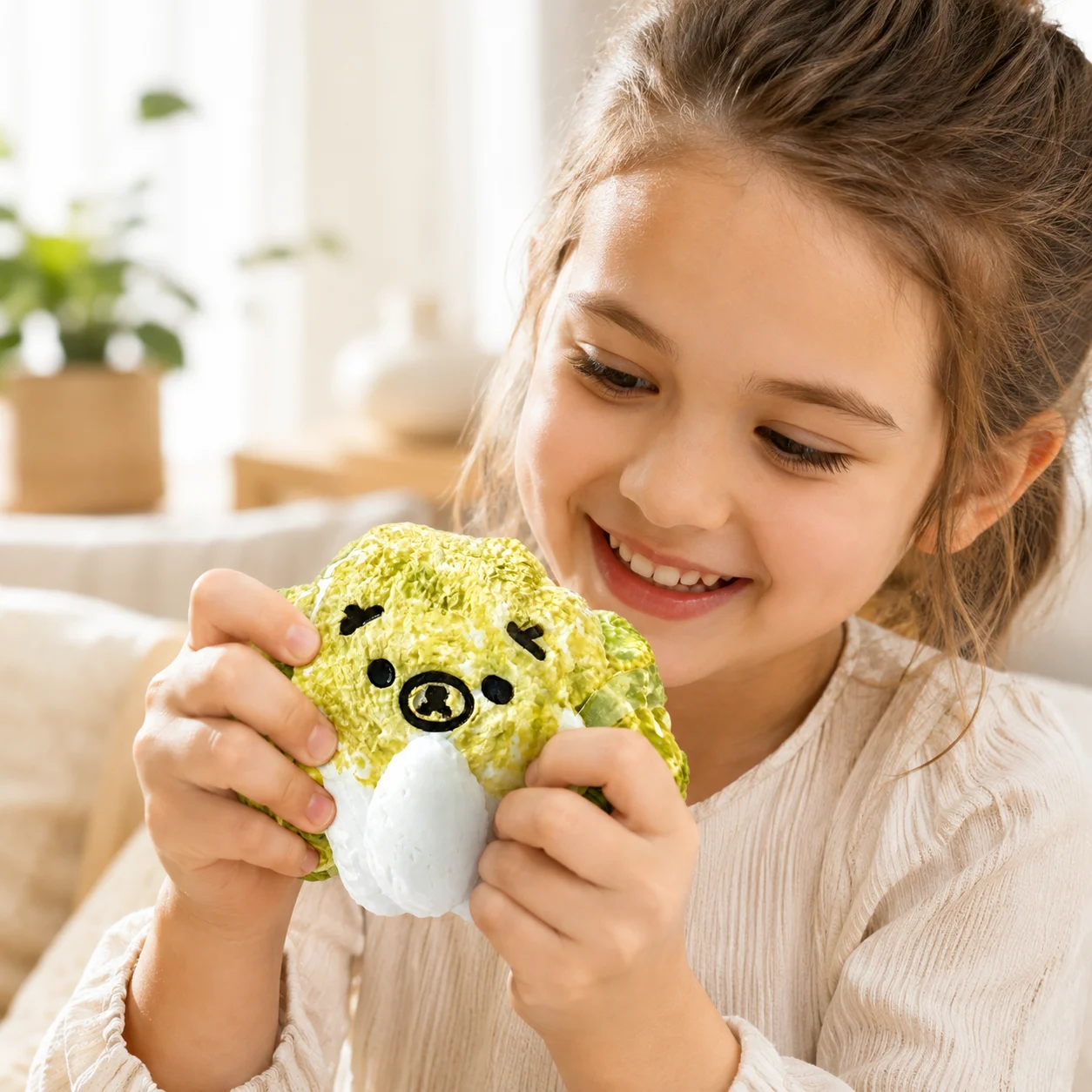 Food Grade Cabbage Shaped Cute Bear Squishy Toy Vegetable Animal Design Slow Rebound Fidget Squeeze Toy Stress Relief Toy