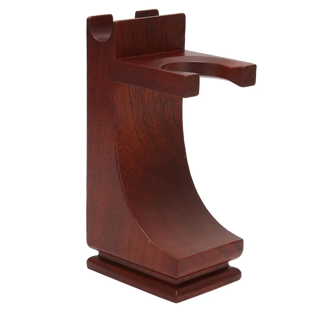 Wood Razor Shaving Brush Holder Stand Wine Red Height 12cm Bathroom Shaving Tool Storage Rack Countertop Razor Display Holder