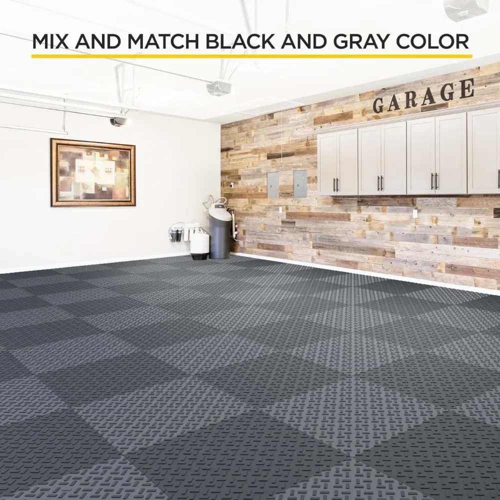 

Garage Floor Tiles Pack of 48 Tiles Oil and Stain Resistant 12x12Inch Modular With 40000 Lbs Load Capacity for Floor Shed Tile