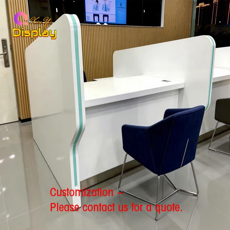 custom.High-End White Reception Counter with Anti-Scratch & Waterproof Surface Medical Center & Clinic