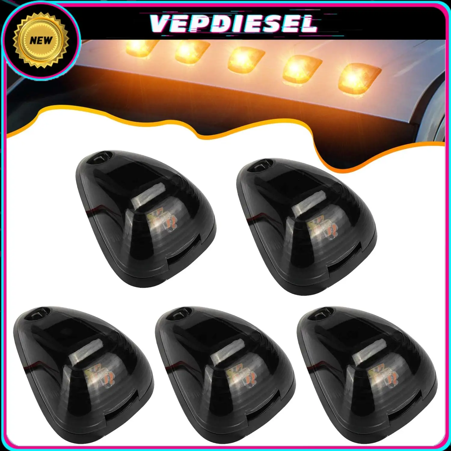 

5 шт. дымчато-янтарные светодиодные фонари на крыше кабины для Ford F-250 F-350 F450 Super Duty 99-16 автомобильные аксессуары