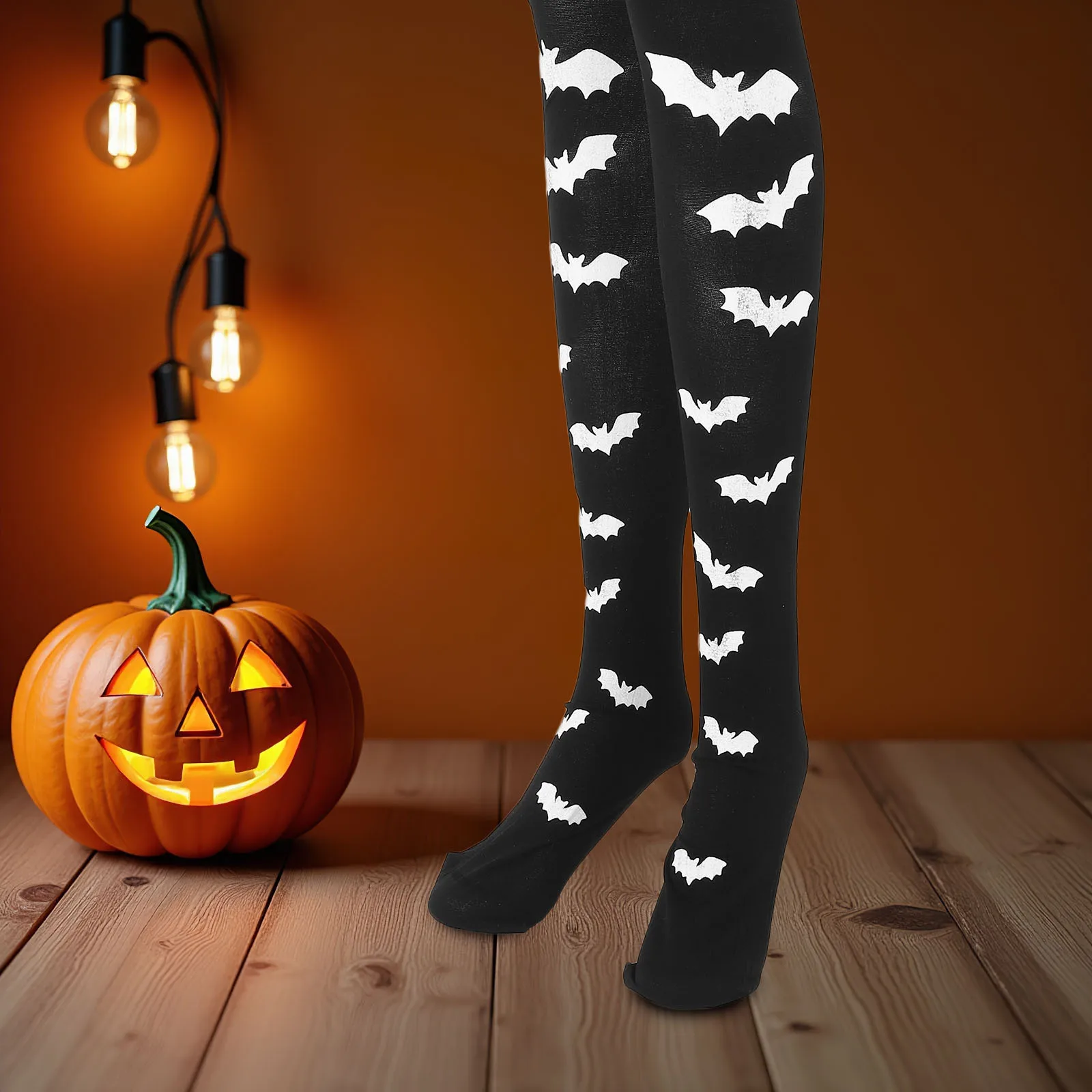 1 زوج نمط فوق الركبة 70 سنتيمتر أسود للنساء هالوين طويل هالوين فوق جوارب طويلة زي حفلة تأثيري جوارب عالية #2
