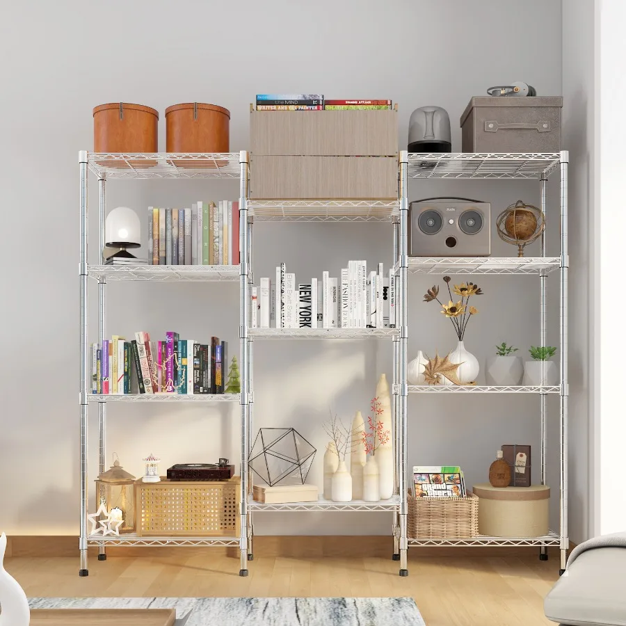 

62.9''W Adjustable Storage Shelves NSF Wire Shelving Unit Multiple rows Shelving for Storage Rack Shelves for Storage Heavy Dut