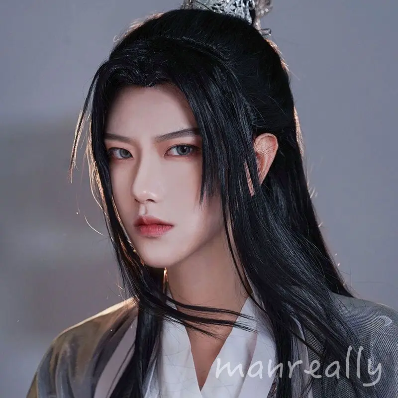 Cosplay Hanfu Wigs Men Women Chinese Traditional Ancient Hanfu Wig Couples Cosplay Headgear Gray White Black Long Straight Wigs