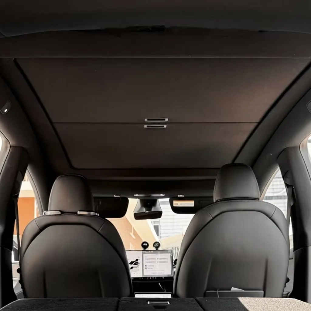 For Tesla Model 3 Model Y Embedded Glass Roof Sunshade Skylight Heat Insulation Sun Shield Ice Cloth Buckle Install UV Block