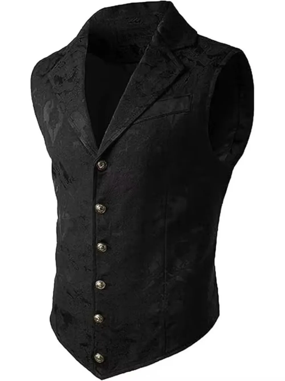 Herren-Westen im viktorianischen Stil mit Blumenmuster, aus Jacquard, mit Reverskragen, einreihig, schmal geschnitten, als formelle Weste für Hochzeiten, Bankette und Partys. – Detail 9