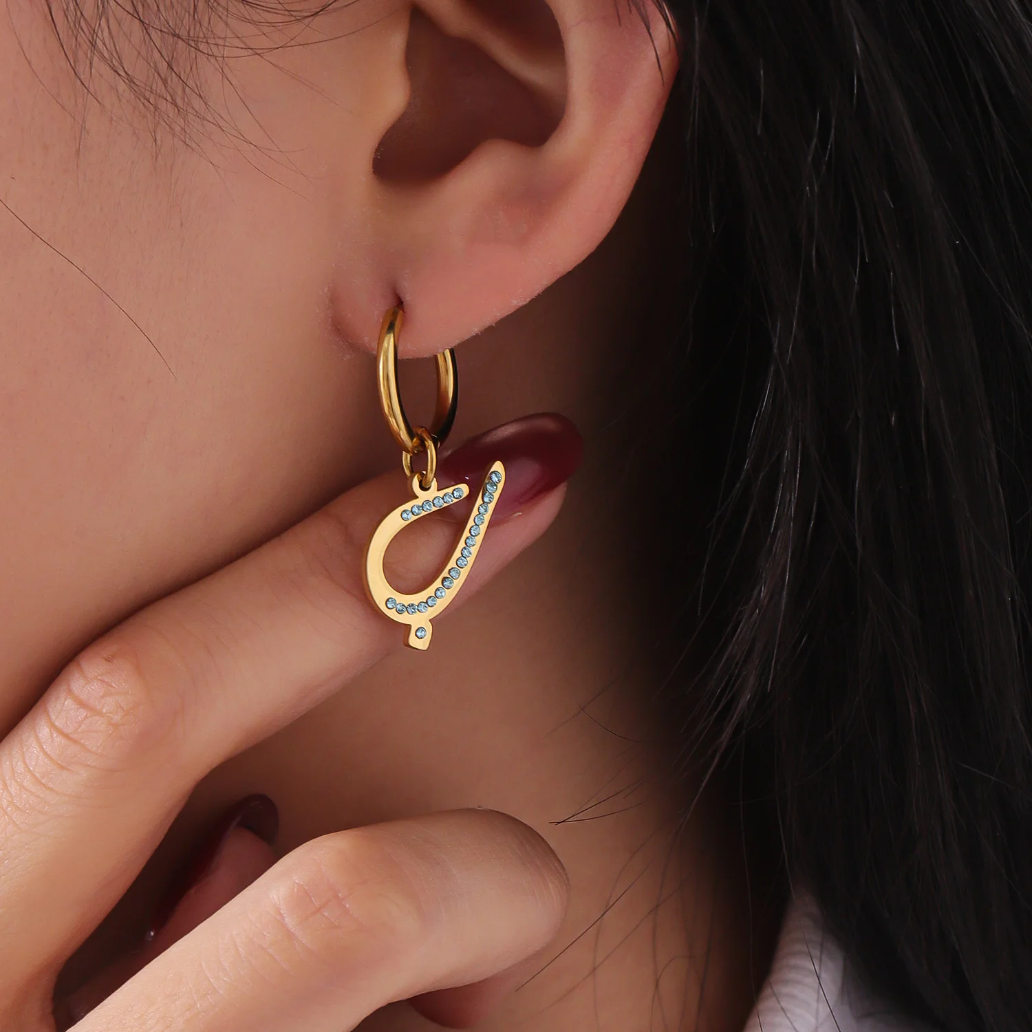 

Personalized Diamond Earrings Stainless Steel Stud Custom Arabic Monogram Stud Earrings Women's Earrings Muslim Eid Gift for Her