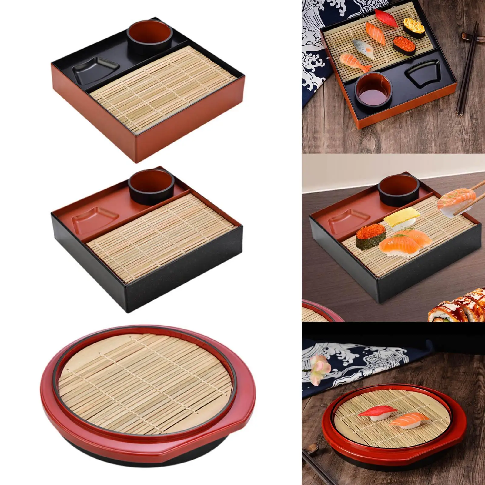 Plato de Soba, plato de comida, práctico escurridor para el hogar, restaurante, estilo japonés con estera de drenaje, plato de Sashimi, plato para servir Sushi