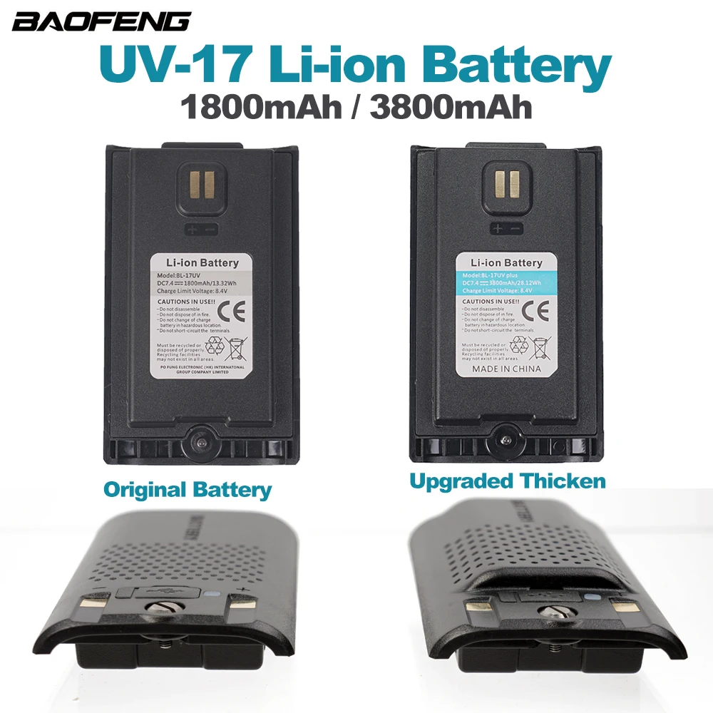 Baofeng UV17 Pro 18650 batería Walkie Talkie 3800mAh batería de alta capacidad linterna de largo alcance cargador tipo C Radioaficionado UV 17