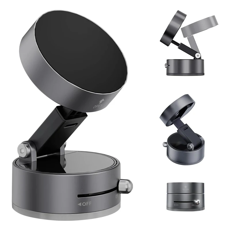 Magnetic Phone Mount, 360° Rotatable Foldable Telescopic Arm, Anti-Slip Super Strong Magnetic Cell Phone Holder for Car Dashboard, Desk & Travel