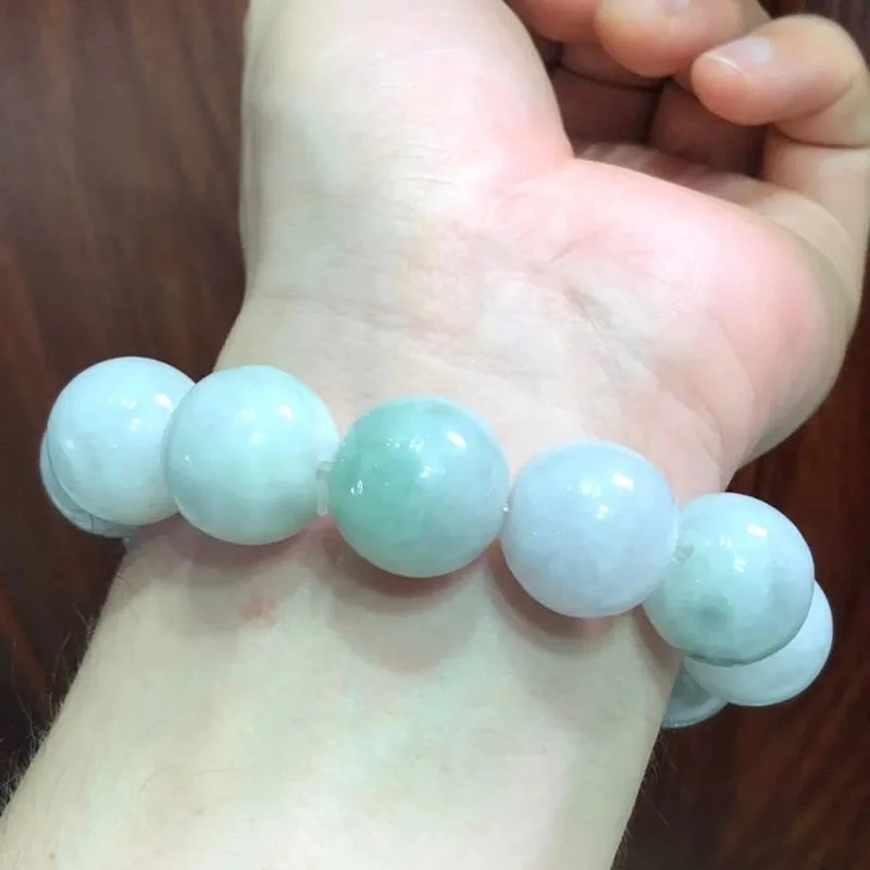 

Myanmar NaturalAJadeite Bracelet Jade Bead Bracelet Men's Bracelet Men's Bracelet Light Green Ice Jadeite Men's Bracelet