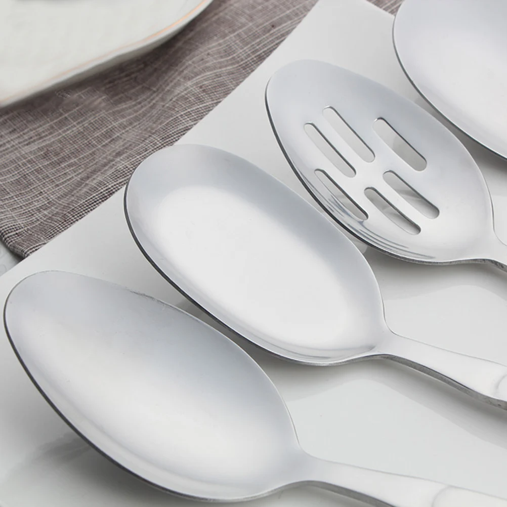 

Reusable Stainless Steel Long Handle Serving Spoon Colander Spoon for Food Draining Soup Salad Cooking Utensil
