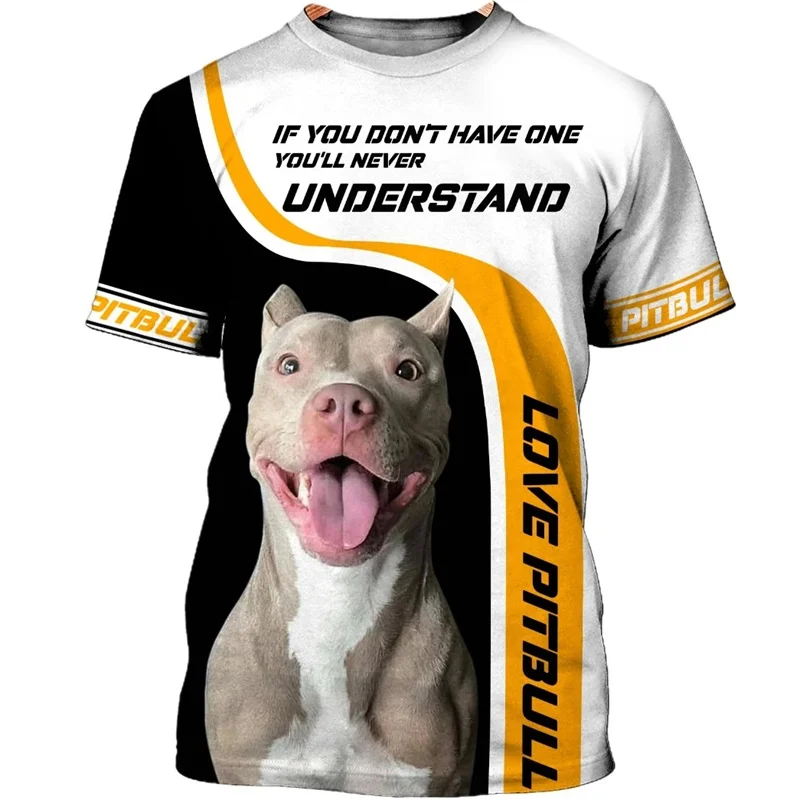 New Pitbull Graphic T Shirt for Men T-shirt 3D Dog Doggy Printed Tops Tee Shirts Womens Clothing O-Neck Funny Kids Short Sleeve