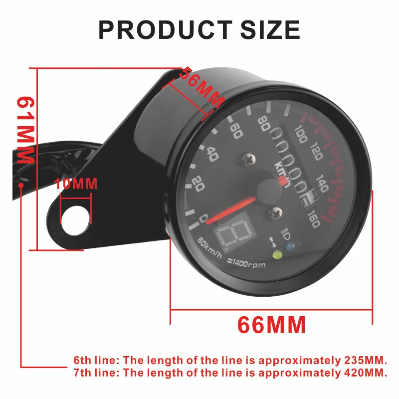 Universal Motorcycle Speedometer Odometer With LED Signal Lights Backlit Dashboard Display