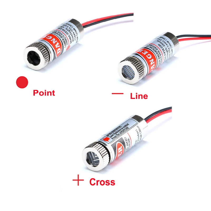 650nm 5mW  Line/Cross/red Point Laser Module Head Adjustable Beam 3-5V 12MM Glass Lens Focusable  Diode Head  Industrial Class