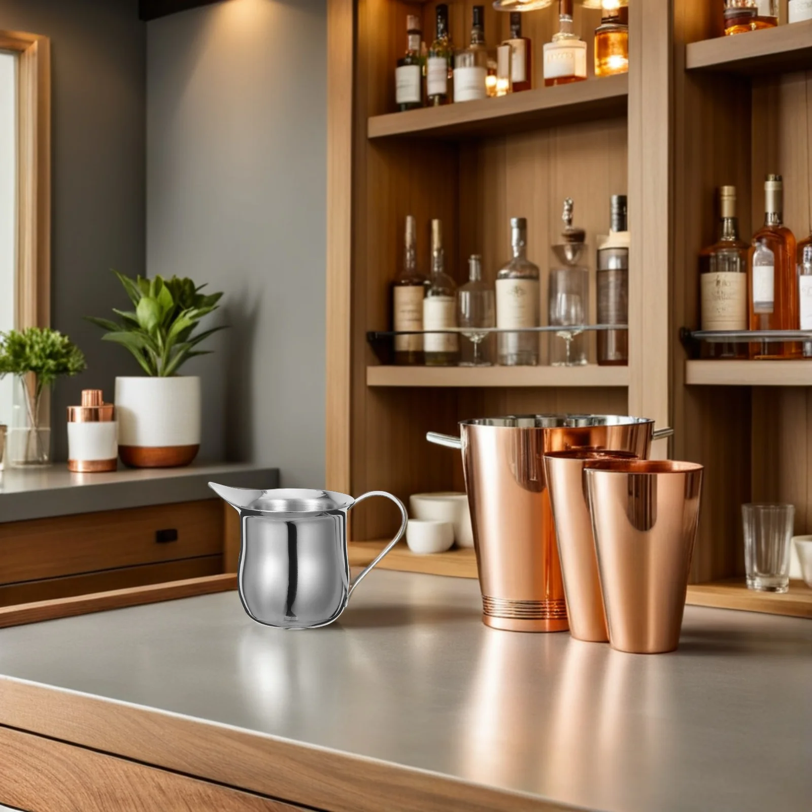 

2Pcs Stainless Steel Milk Pitchers Compact Espresso Steaming Jug Milk Frothing Cup Latte Art Coffee Frother Accessories 3Oz