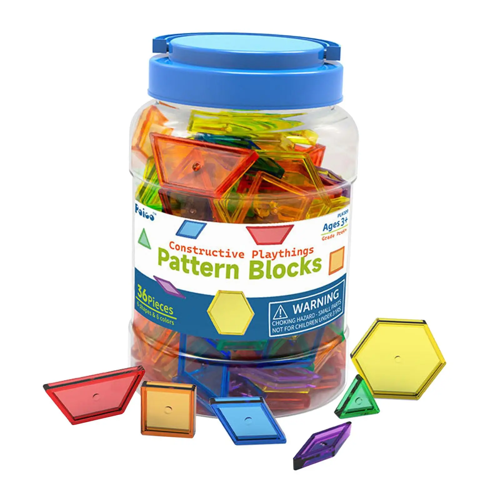 Pattern Blocks Set Montessori Toys Educational Toys Transparent for Games