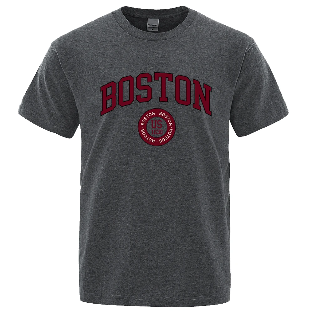 Boston City uns gegründet im Jahr 1630 drucken Männer T-Shirt Mode Kleidung Baumwolle Tops Mode Sommer Herren T-Shirt Kleidung übergroße T-Shirt