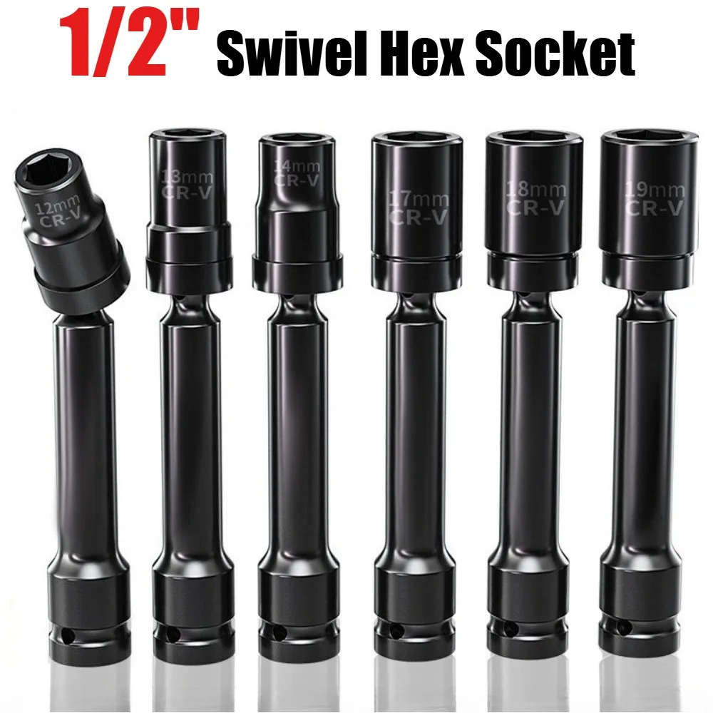 Schlagdrehbarer Sechskant-Steckschlüsseladapter 1/2-Zoll-Antrieb Universalgelenk Cr-Mo-Stahl Schraubenschlüssel-Konverter 12-19mm
