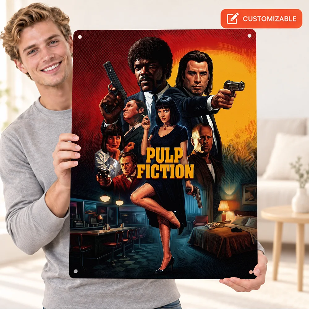 Pulp Fiction Movie Aluminum Poster Personalized Metal Sign Cinematic Design Wall Art For Home Theater Cinema Enthusiast Gift