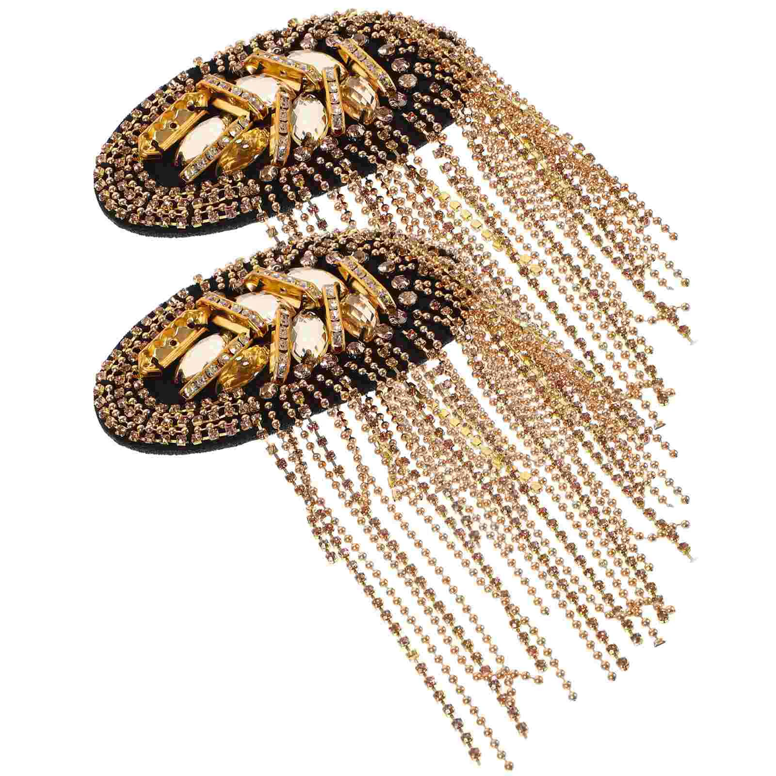 Epaulets Women Shoulder Tassel Rhinestone Mark Decorative Fringe Epaulettes Badge Fashion Jewelry Lightweight Premium