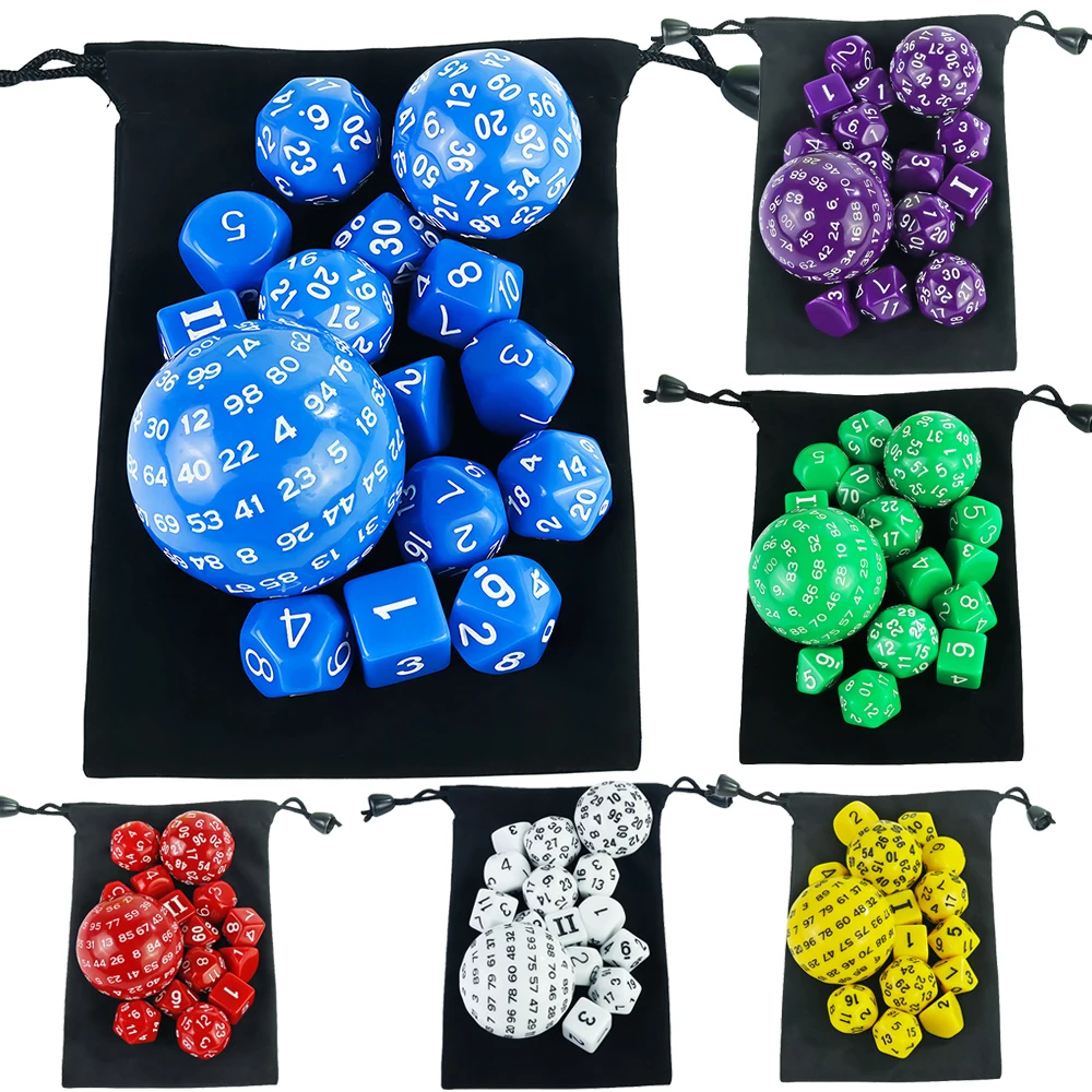 Game Dice Polyhedral D4-D100 DND Game Dice with Bag for DND Running Team Table Board Accessories,15 Pcs/Set Polyhedral Dice