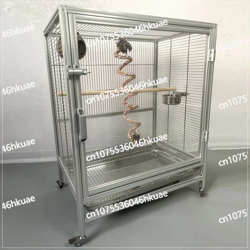Stainless Steel Horizontal Wire Bird Cage Large Medium Large Parrot Cage Acrylic Transparent Luxury Villa Aluminium Profile Cage