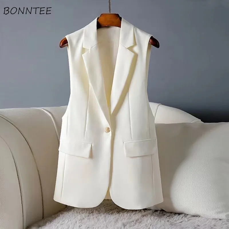 

Vests Women Solid Loose Fit Sleeveless Trendy Chic Spring Simple Office Lady Daily Casual All-match Korean Fashion Classic Ins