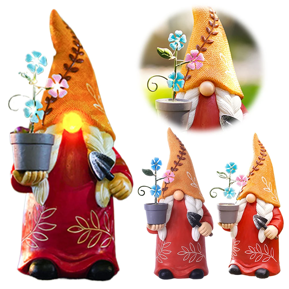 

Outdoor Decor Solar Gnomes with Solar LED Light Funny Gnome Sculpture Resin Crafts Garden Decor for Courtyard Lawn Patio Porch