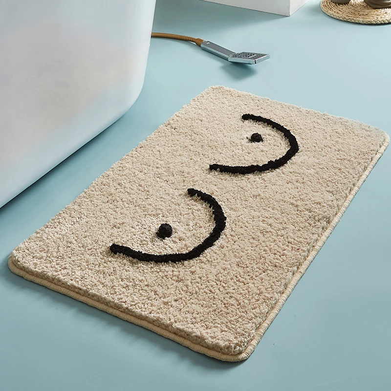 Fluffy Bathroom Mat Funny Letters Bathmat Bath Rug Entrance Floor Door Carpet Anti Slip Pad Aesthetic Kawaii Home Room Decor