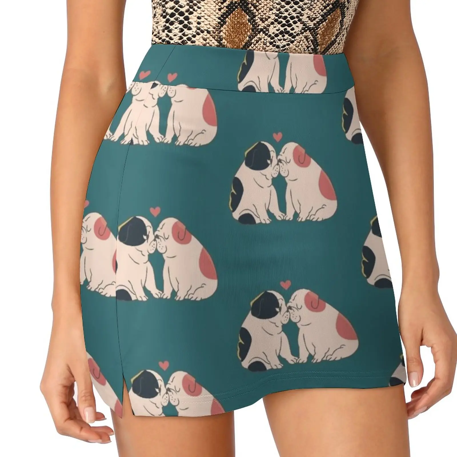 

English Bulldog Kisses Women's skirt Aesthetic skirts New Fashion Short Skirts English Bulldog Kissing Love Bulldog English