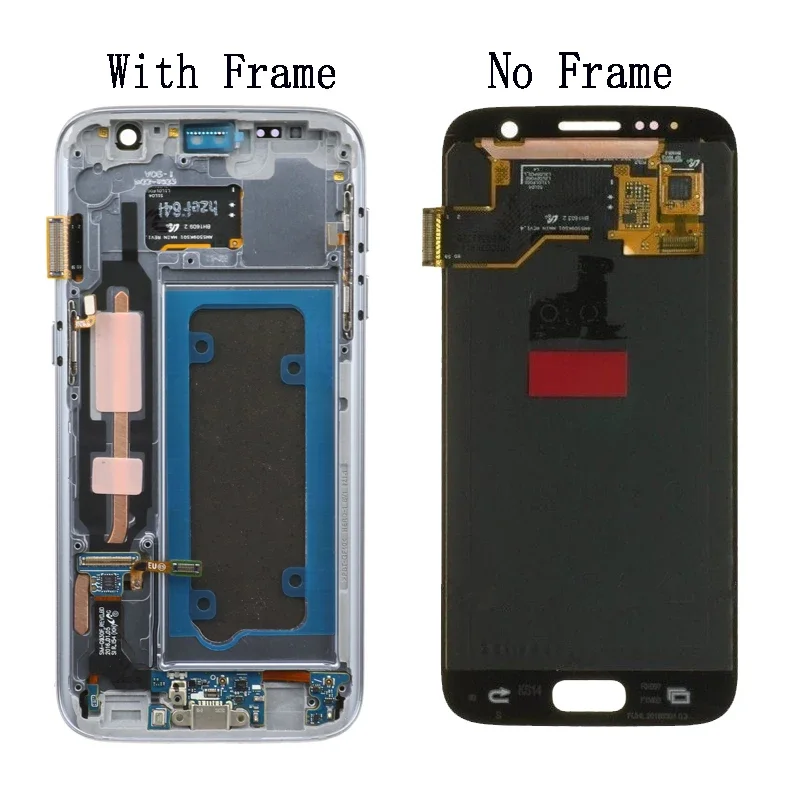 Super AMOLED LCD screen for Samsung S7, display with frame, G930, g930f, with back cover, 5.1 inch