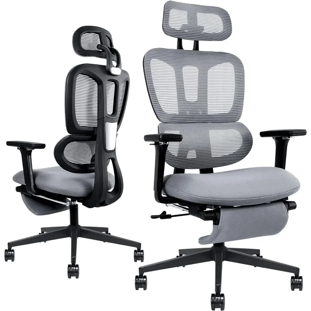 

Ergonomic Office Chair with Footrest, High Back Computer Office Chair with Dynamic Lumbar Support, 2D Headrest, 4D Armrest, Spon