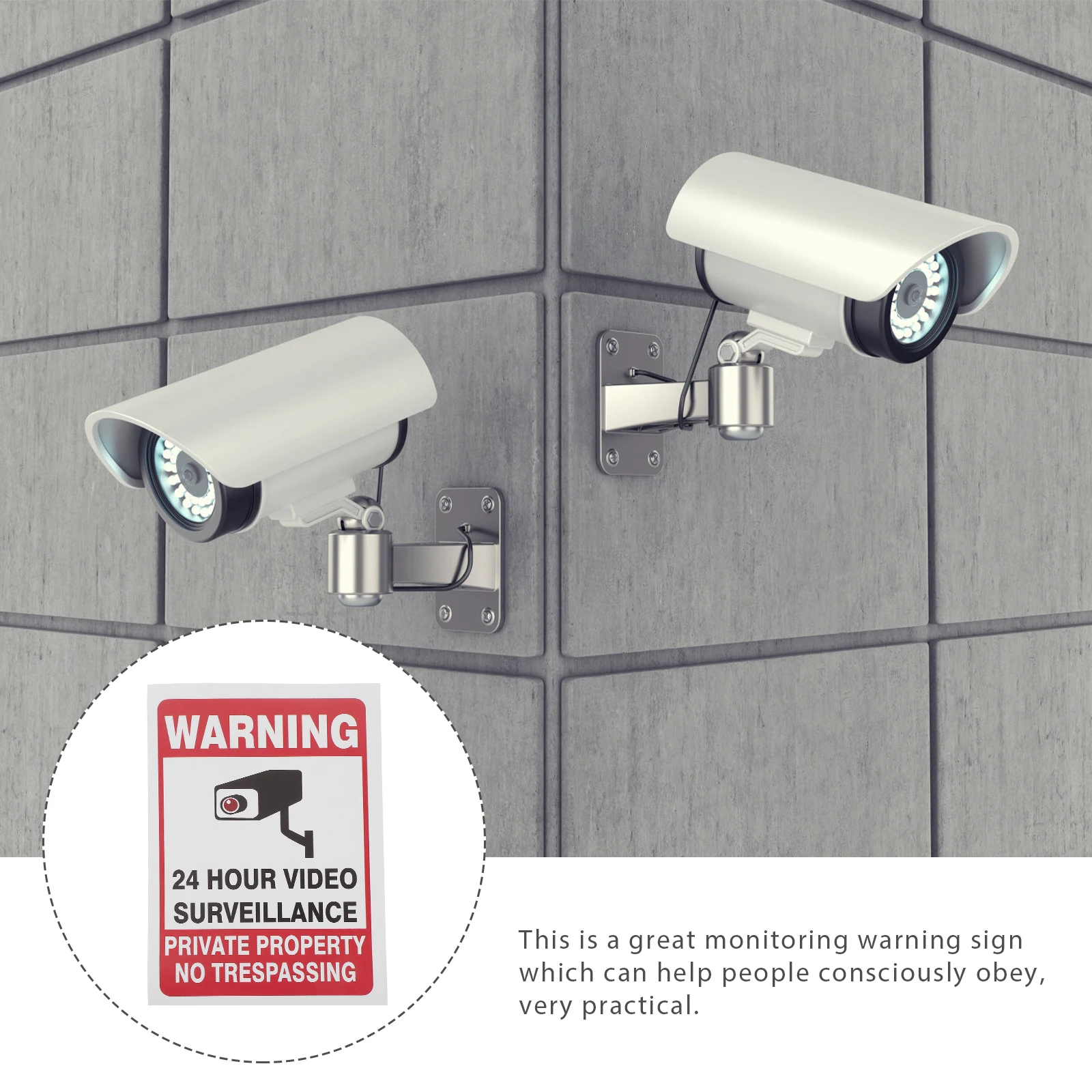 50 Sheets Security Camera Sign Warning Stickers Public Places Shopping Malls Signs Store Smooth Surface