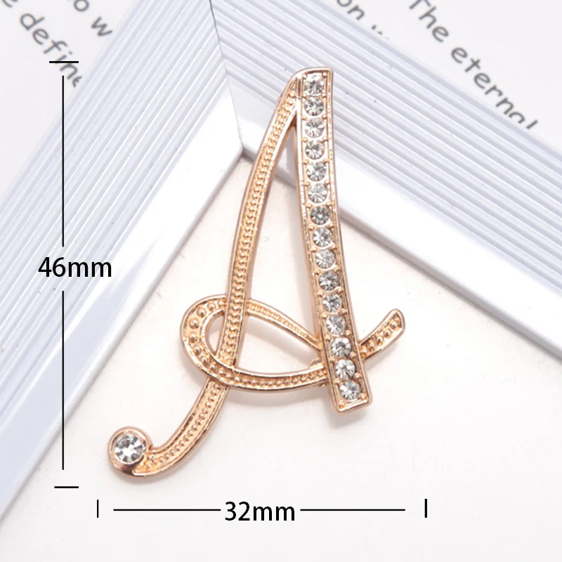 Women Luxury Letter Brooch Pins In Gold Color Rhinestones Crystal English Alphabet Metal Pins Cute Jewelry Accessories Gift