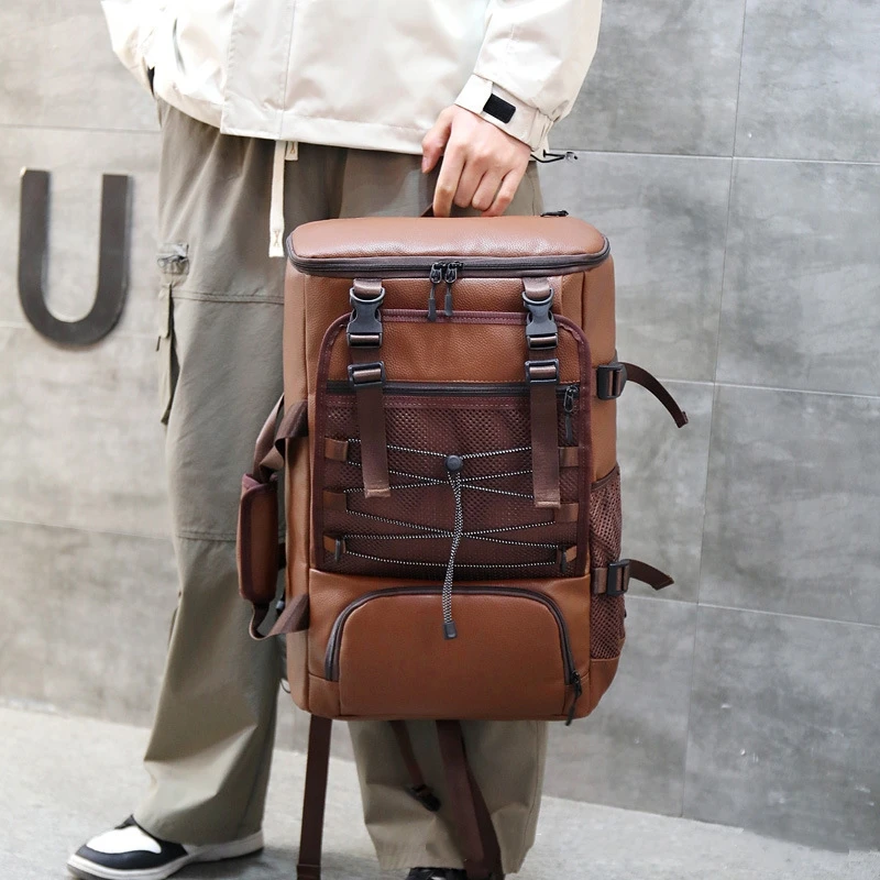 Outdoor Hiking Camping PU Backpack Large Capacity Travel Skateboard Bag Luggage Handbag Men Women Computer Rucksack Business Bag