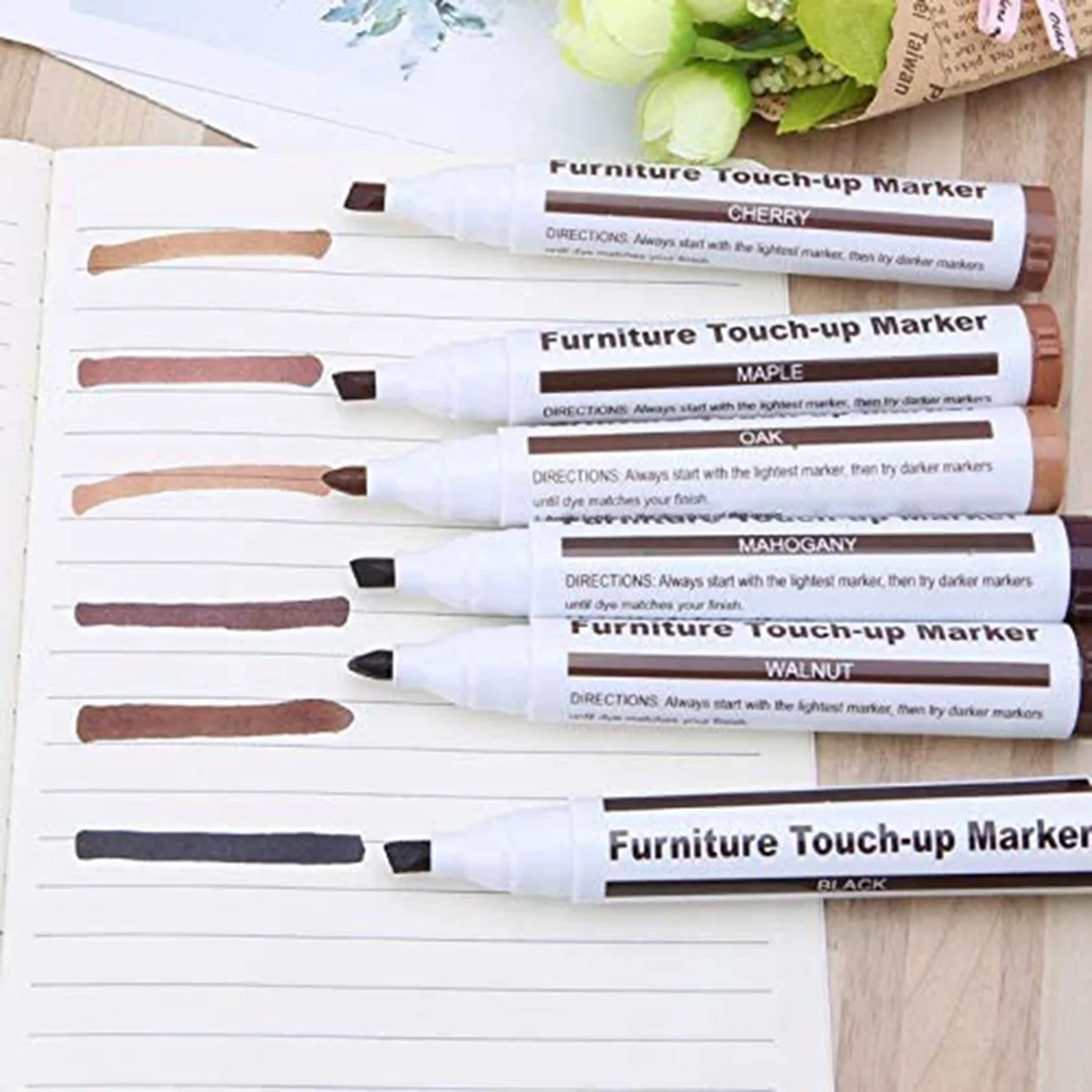 Furniture Repair Kit Wood Markers - Set of 17 - Markers and Wax Sticks with Sharpener Kit, for Scratches, Wood Floors image 3