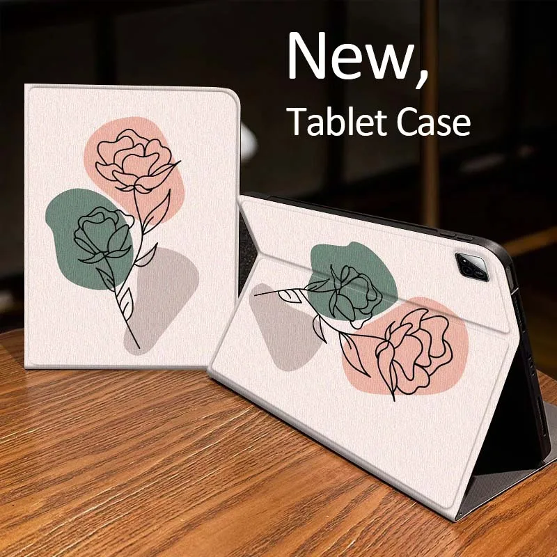 

Pink Line Art Flower For Xiaomi Mi Redmi Pad 2 4 5 7S 6S 6 7 8 Plus SE Pro K 2025 inch 8.7 11 Tablet Case