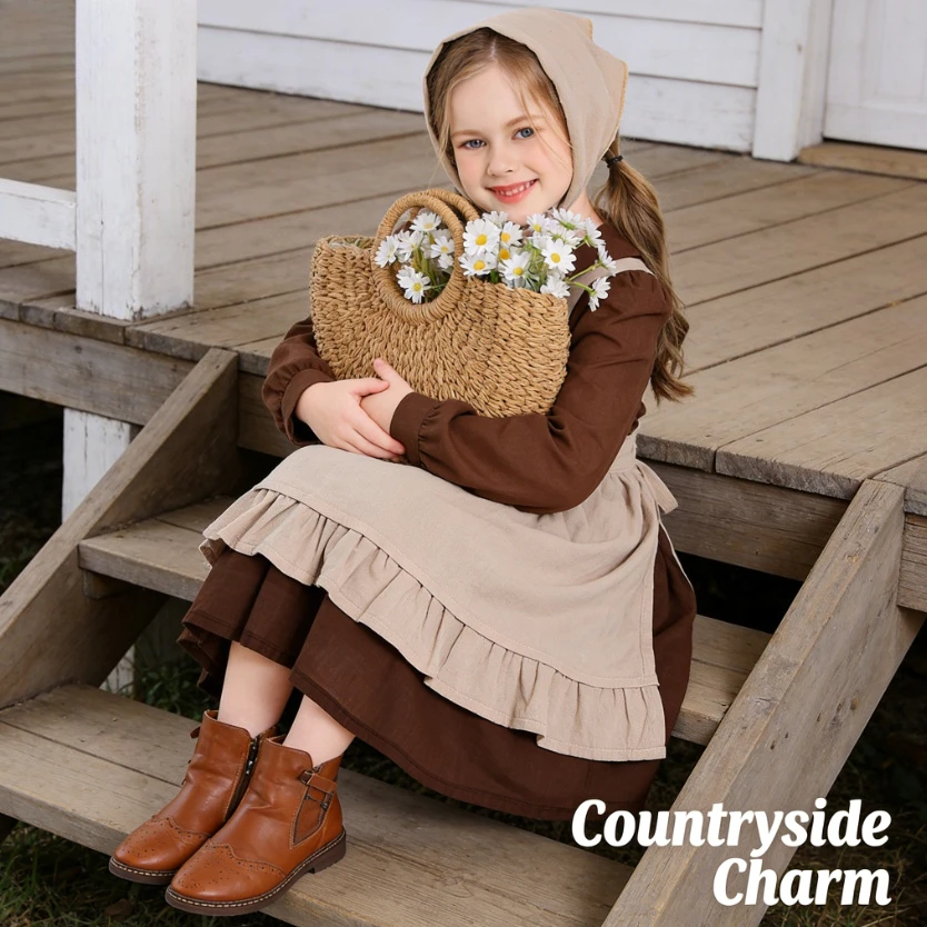 

Детский костюм горничной в деревенском стиле для выступлений на сцене и театральных постановок