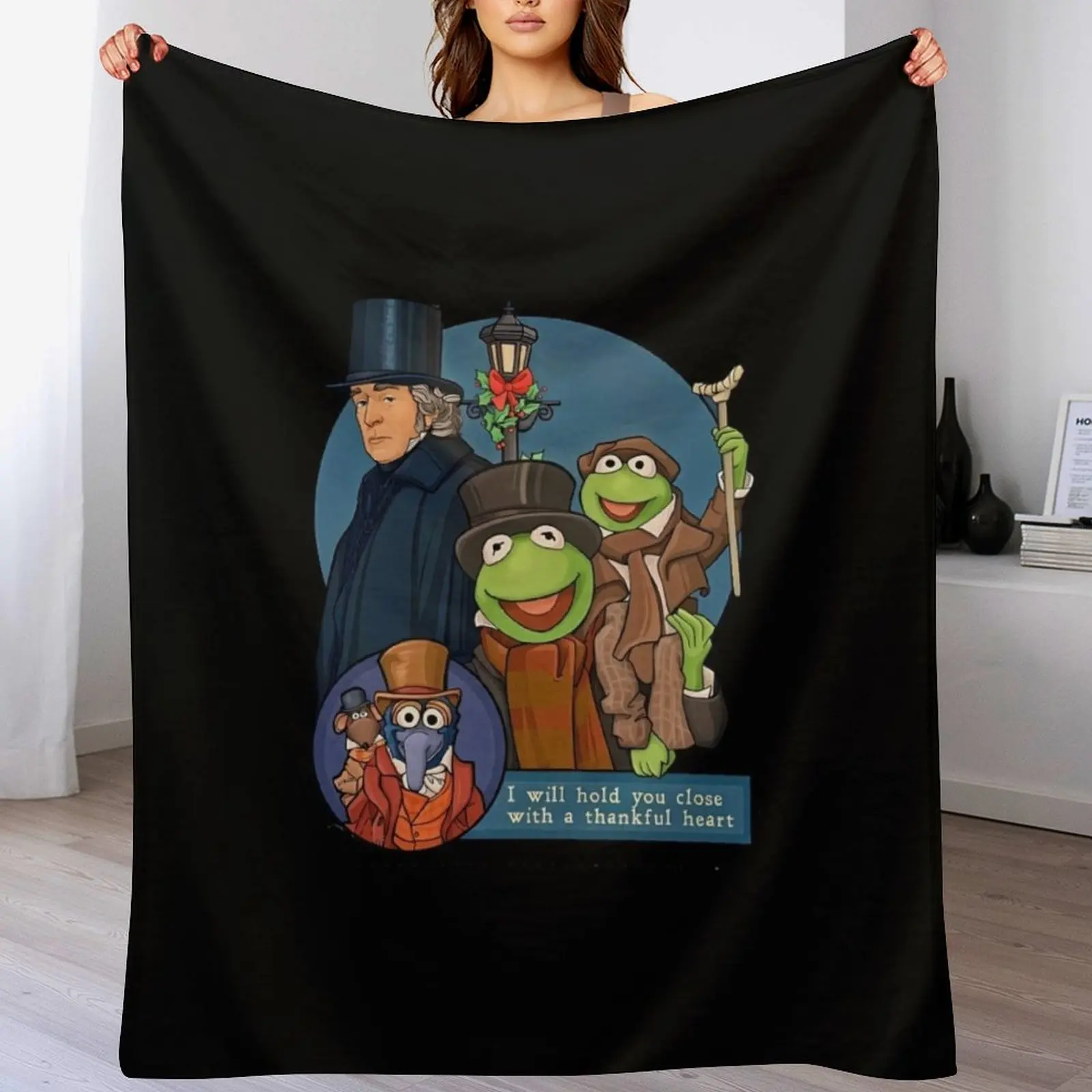 

I will hold you close with a thankful heart - Muppet Christmas Carol Throw Blanket Soft Sherpa Fleece Warm Blanket for Winter